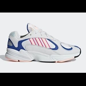 Adidas Originals Men Yung-1 Sneakers, Pink, Blue, Grey, and White - Size 10.5